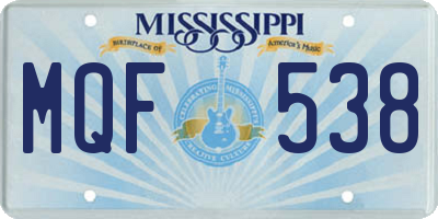 MS license plate MQF538