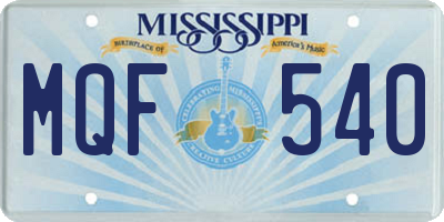 MS license plate MQF540