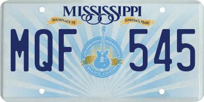 MS license plate MQF545