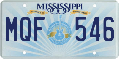 MS license plate MQF546