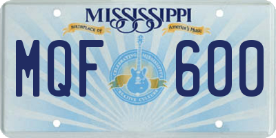 MS license plate MQF600