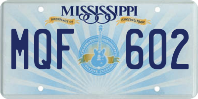 MS license plate MQF602