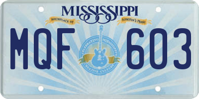MS license plate MQF603