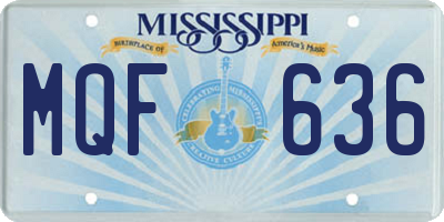 MS license plate MQF636