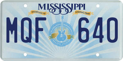 MS license plate MQF640