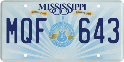 MS license plate MQF643