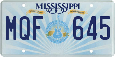 MS license plate MQF645
