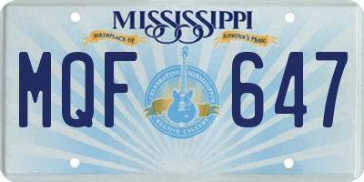 MS license plate MQF647