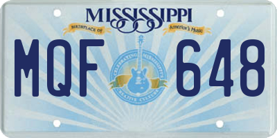MS license plate MQF648