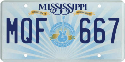 MS license plate MQF667