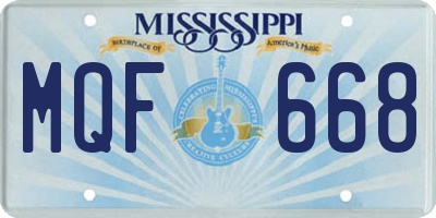 MS license plate MQF668