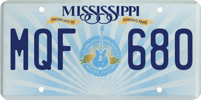 MS license plate MQF680
