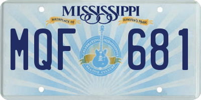 MS license plate MQF681