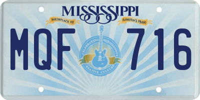 MS license plate MQF716