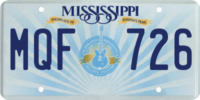 MS license plate MQF726
