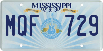 MS license plate MQF729