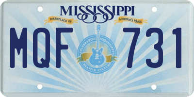 MS license plate MQF731