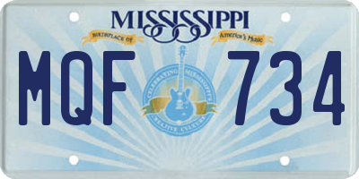 MS license plate MQF734