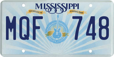 MS license plate MQF748