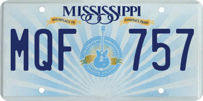 MS license plate MQF757