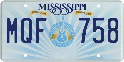 MS license plate MQF758