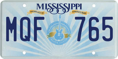MS license plate MQF765