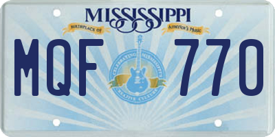 MS license plate MQF770