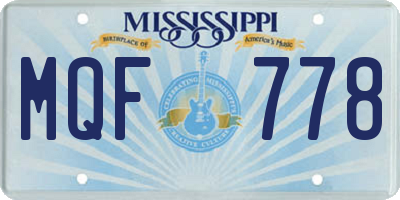 MS license plate MQF778