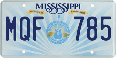 MS license plate MQF785