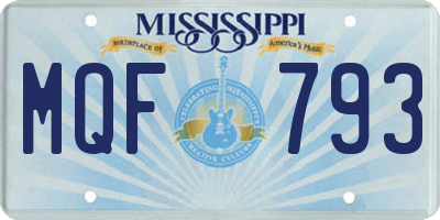 MS license plate MQF793