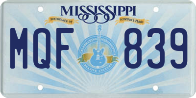 MS license plate MQF839