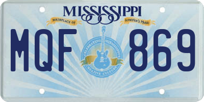 MS license plate MQF869