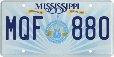 MS license plate MQF880