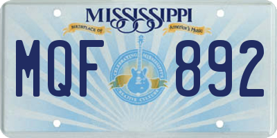 MS license plate MQF892