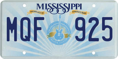 MS license plate MQF925