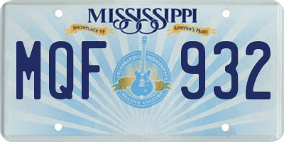 MS license plate MQF932
