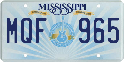 MS license plate MQF965