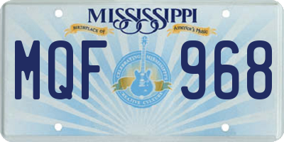 MS license plate MQF968