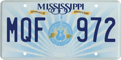 MS license plate MQF972
