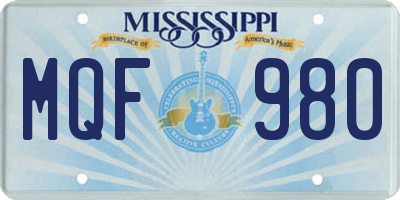 MS license plate MQF980