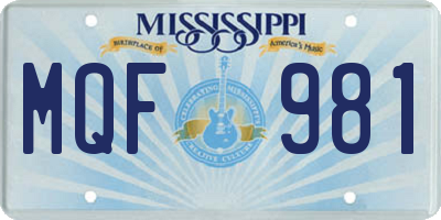 MS license plate MQF981