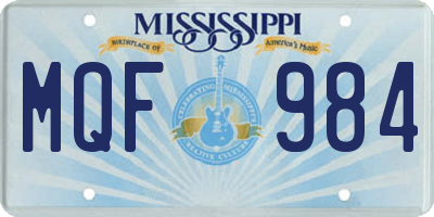 MS license plate MQF984