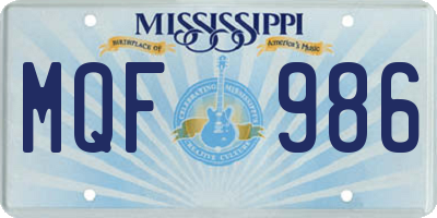 MS license plate MQF986