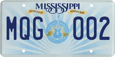 MS license plate MQG002