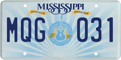 MS license plate MQG031