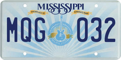 MS license plate MQG032