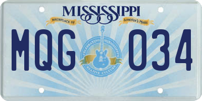 MS license plate MQG034