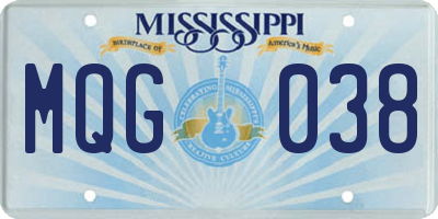 MS license plate MQG038
