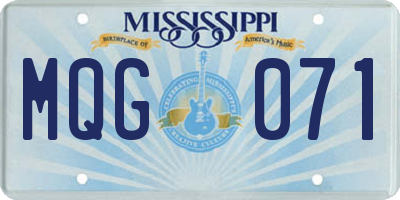 MS license plate MQG071