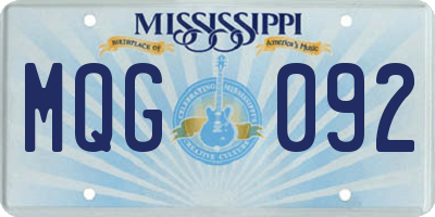 MS license plate MQG092